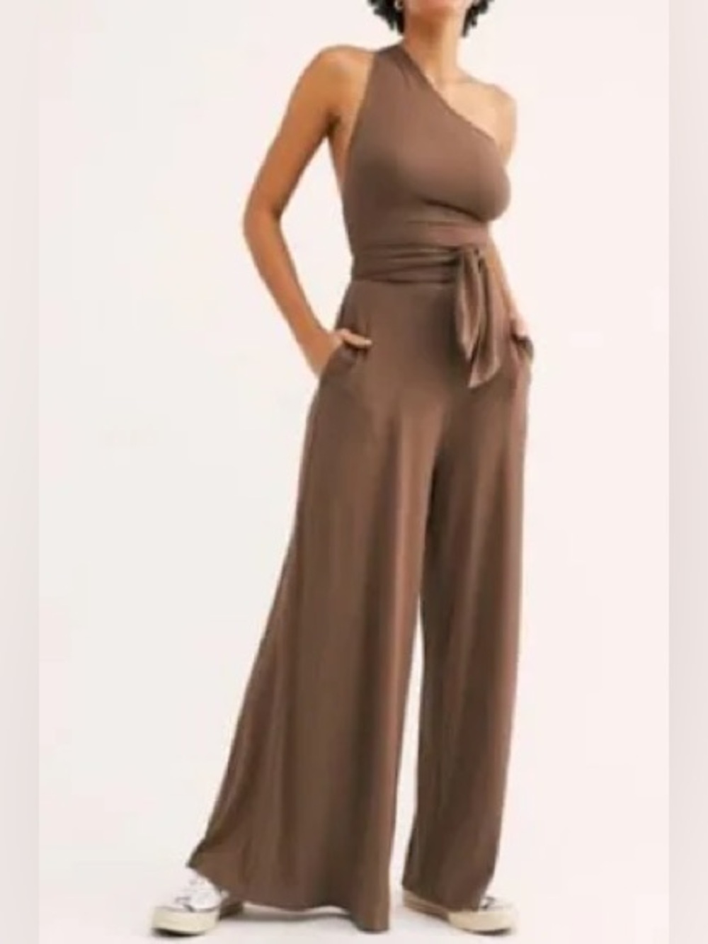 Free People Beach Convertible Wide Leg Jumpsuit Chocolate Brown - Picture 10 of 11